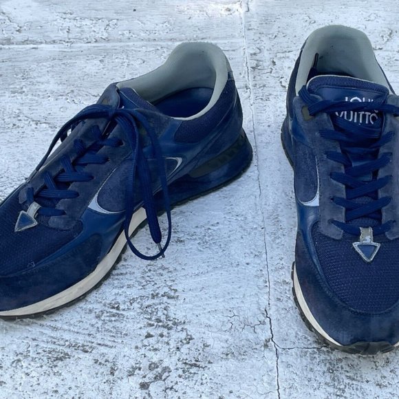 Louis Vuitton Men Sneaker Lace Up Shoes Blue Suede Shoes Made in Italy Size 8UK - Picture 1 of 12